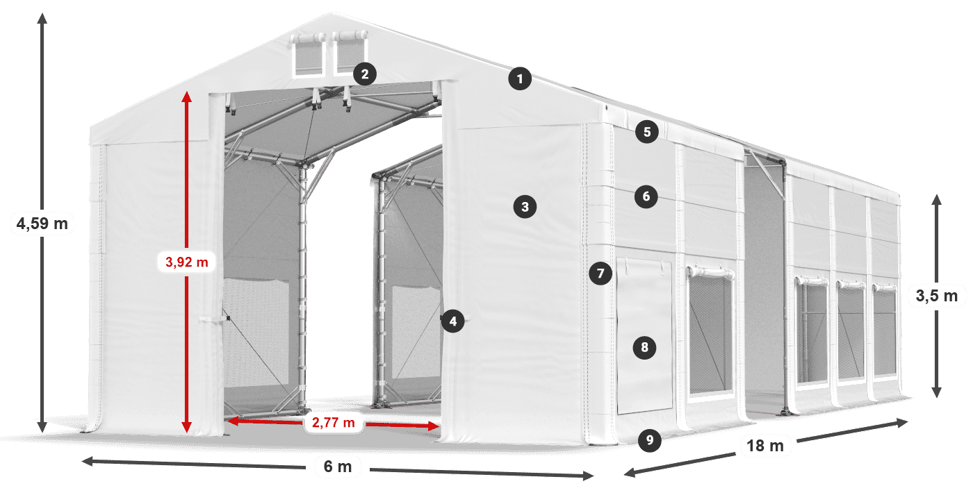 Roof: MS 580 PVC Walls: SD M 500 PVC 3.5m legend