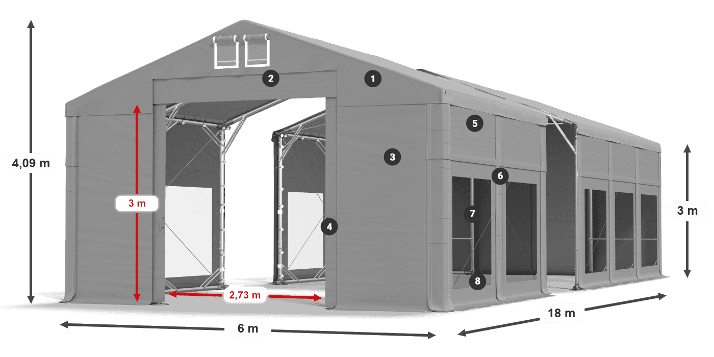Roof: MS 580 PVC Walls: MS 580 PVC 3m legend