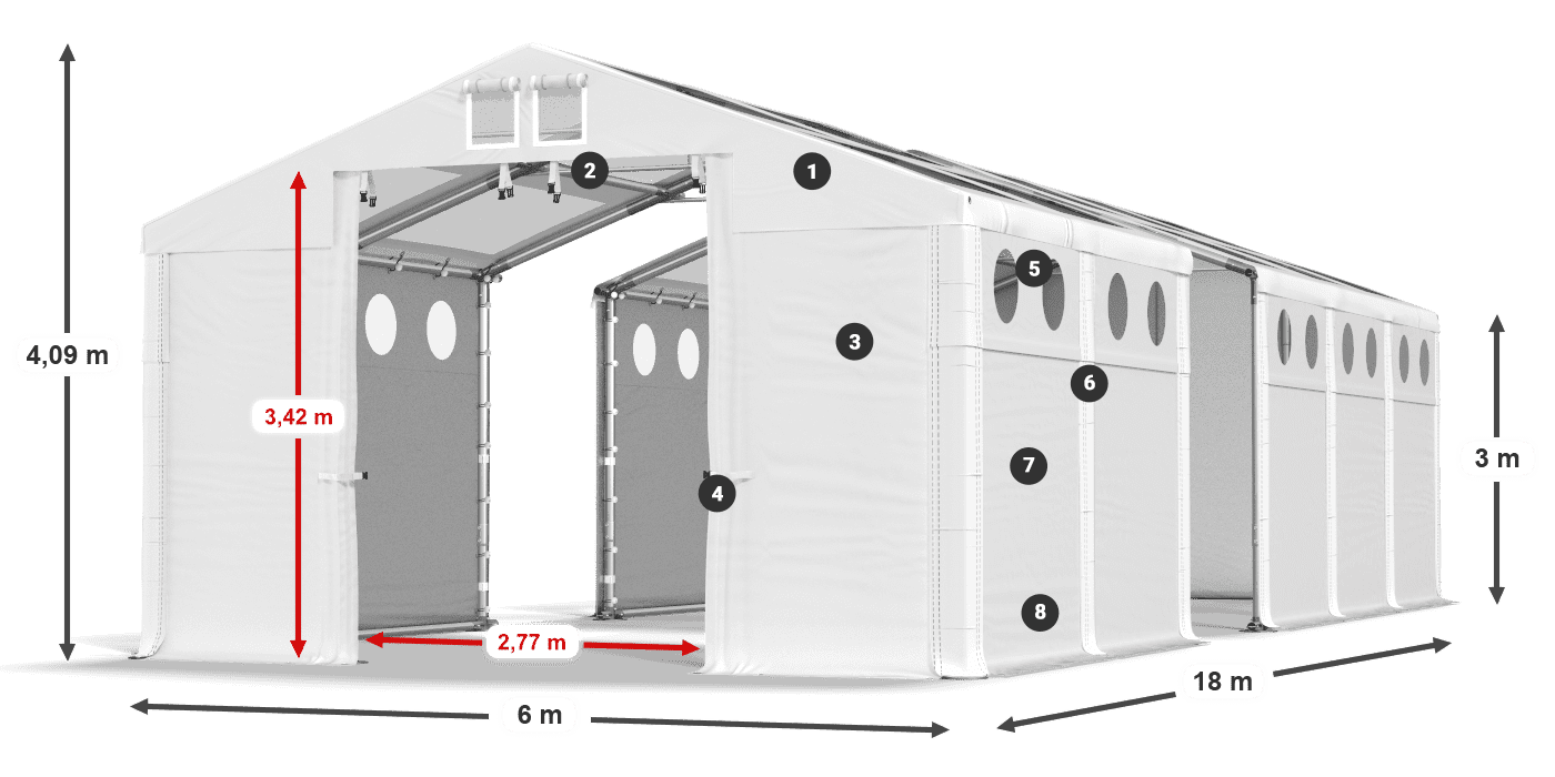 Roof: MS T 580 PVC Walls: MS O 580 PVC 3m legend