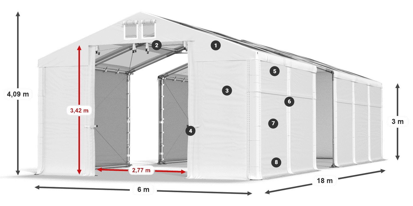 Roof: MS T 580 PVC Walls: SD 500 PVC 3m legend