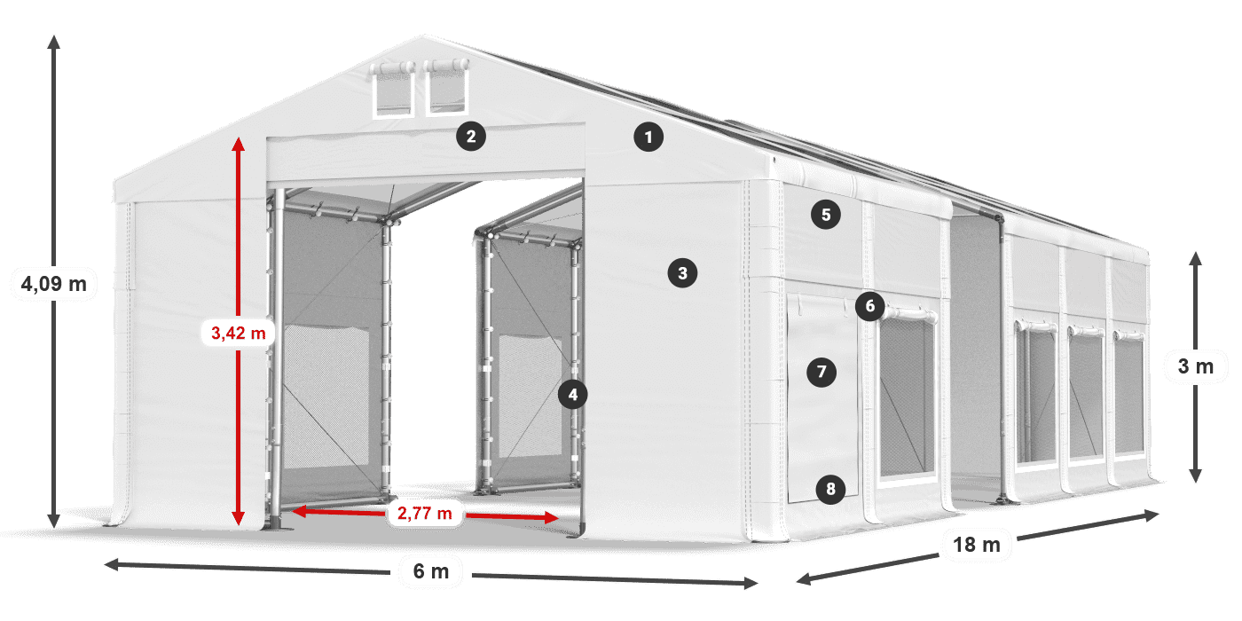 Roof: MS T 580 PVC Walls: SD M 500 PVC 3m legend