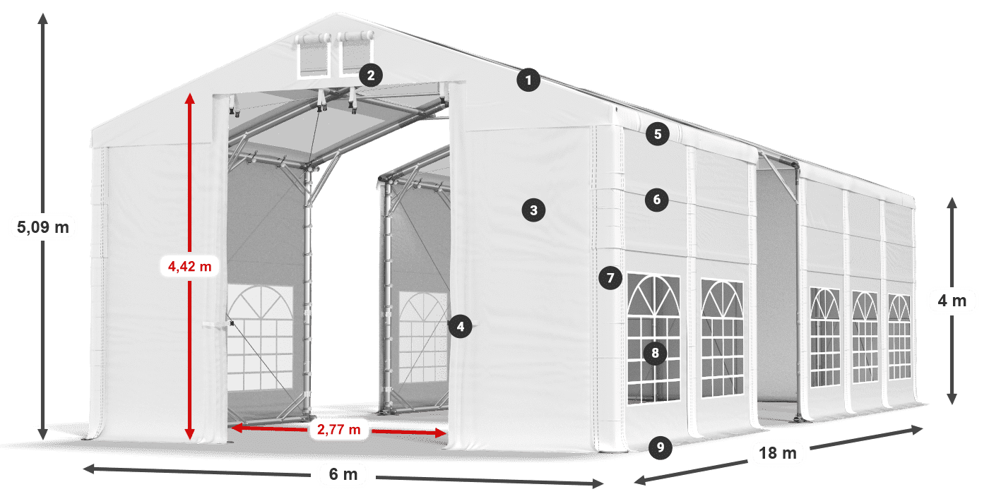 Roof: MS T 580 PVC Walls: SD 500 I PVC 4m legend