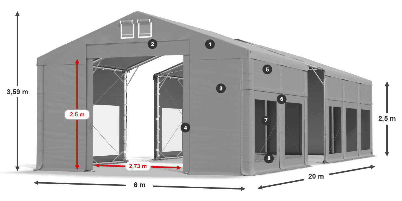 Roof: FR 620 PVC Walls: MS 580 PVC 2.5m legend