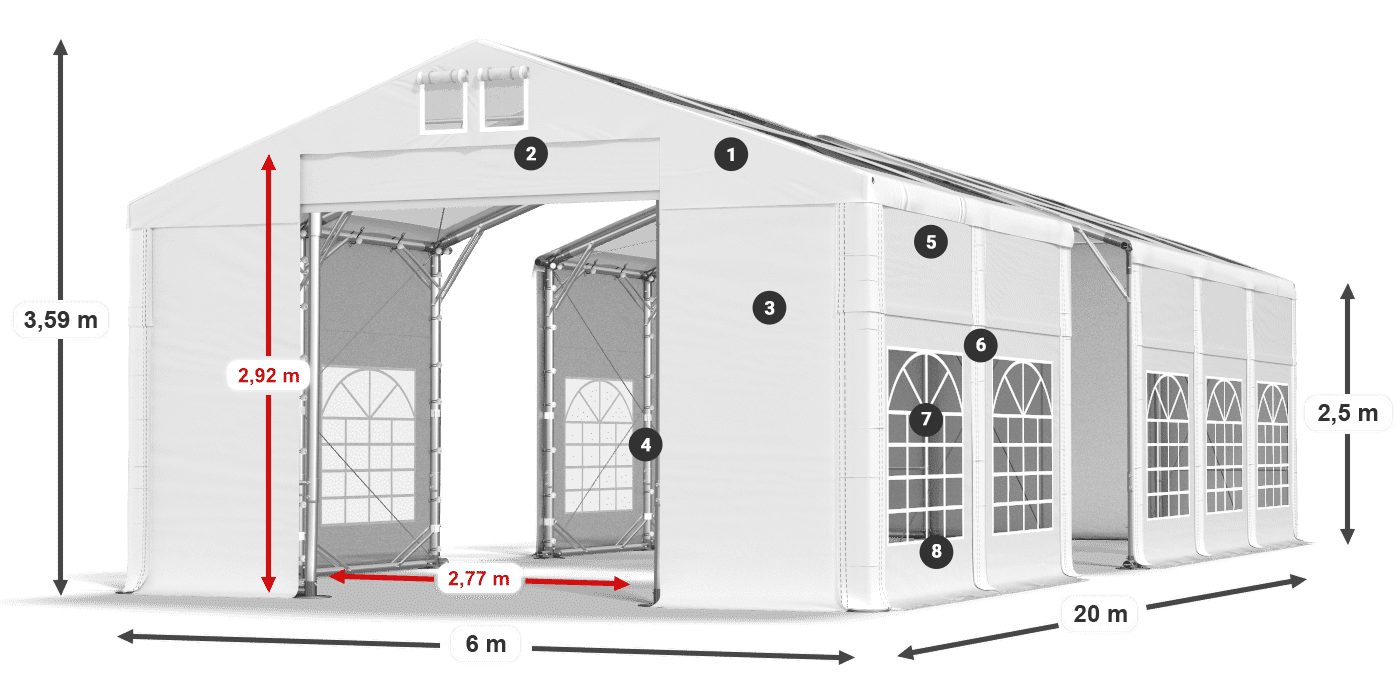 Roof: MS 580 PVC Walls: SD 500 PVC 2.5m legend