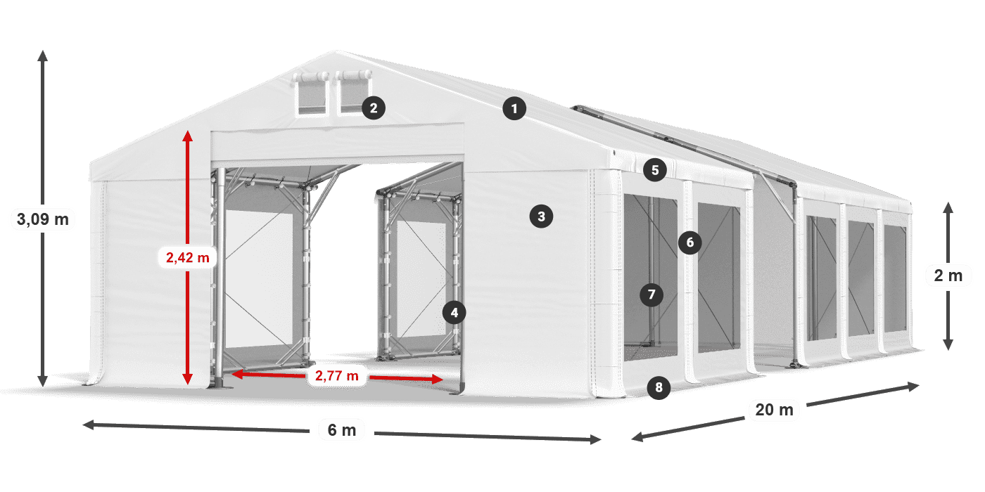 Roof: FR 620 PVC Walls: MS 580 PVC 2m legend