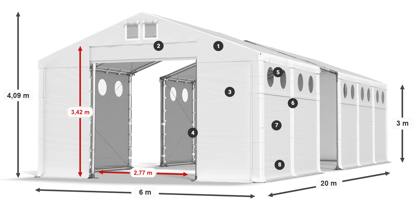 Roof: FR 620 PVC Walls: MS O 580 PVC 3m legend