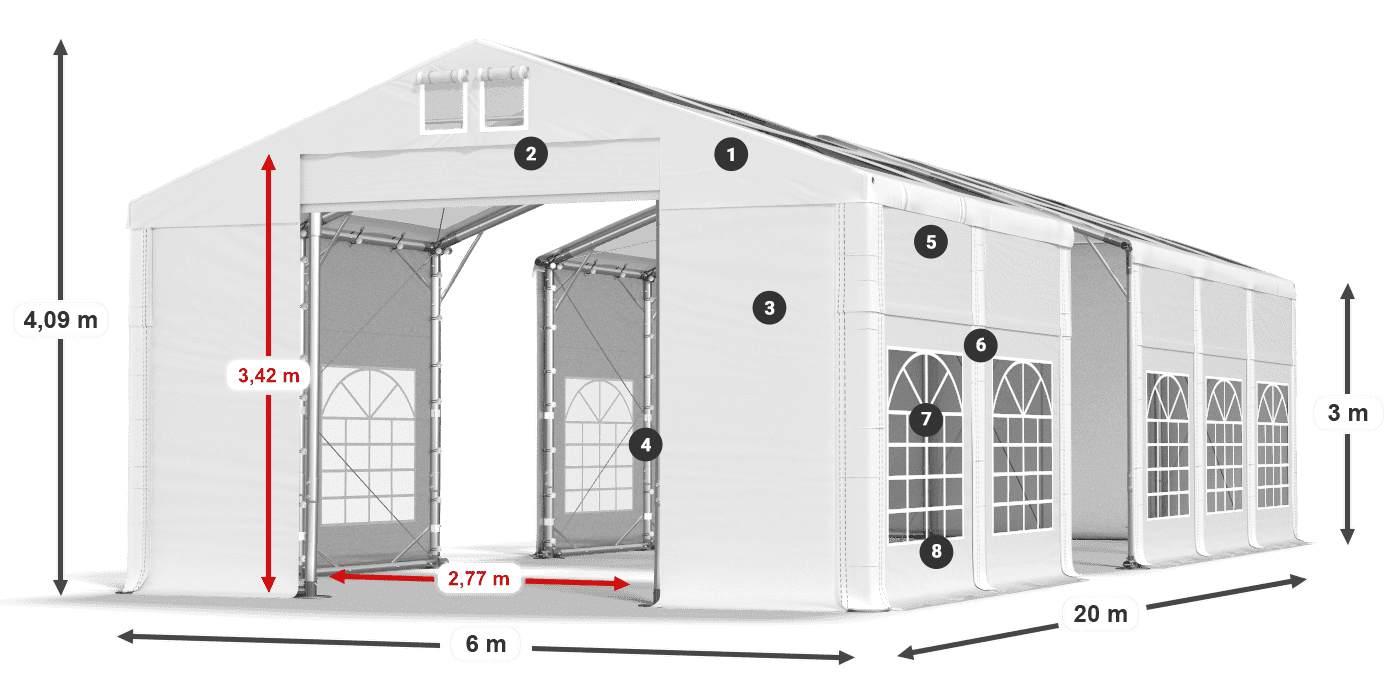 Roof: MS T 580 PVC Walls: SD I 500 PVC 3m legend
