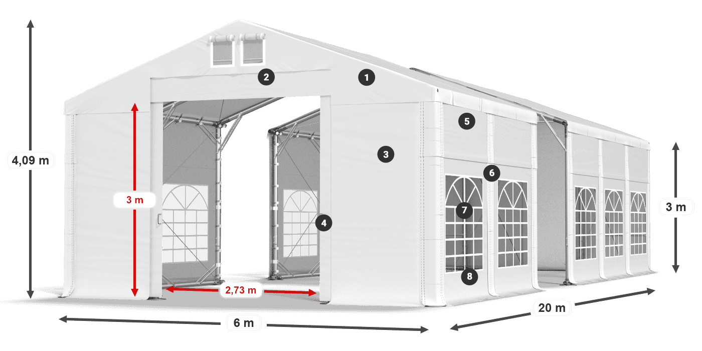 Roof: SD 560 PVC Walls: FR 620 PVC legend 3m