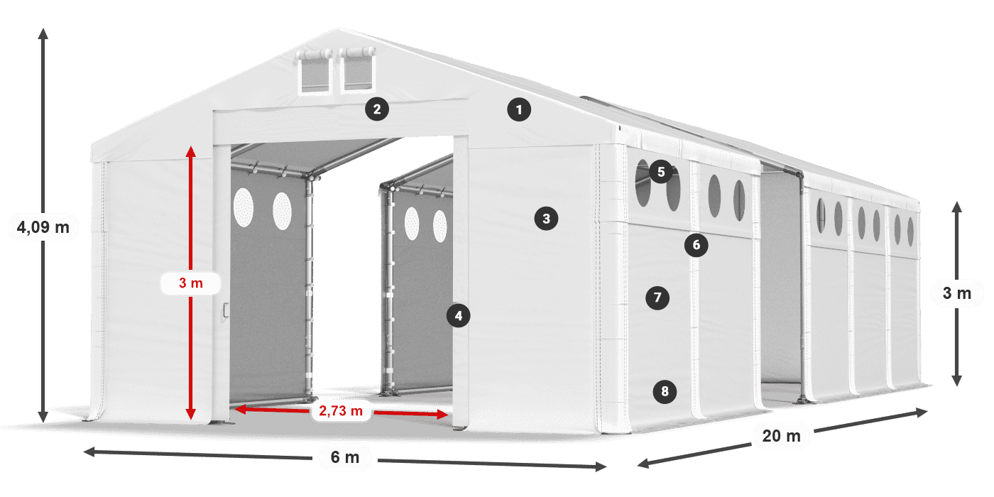 Roof: SD 560 PVC Walls: FR O 620 PVC legend 3m