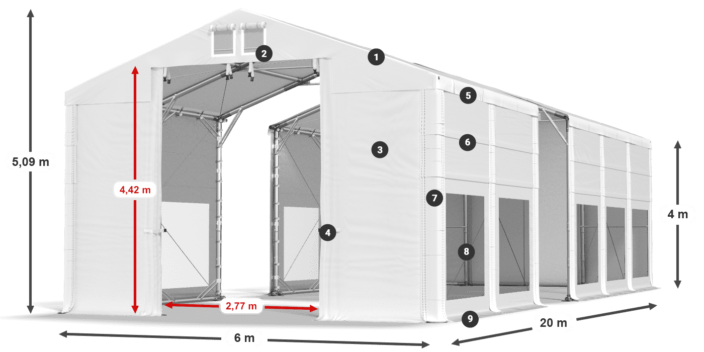 Roof: MS 580 PVC Walls: MS 580 PVC 4m legend