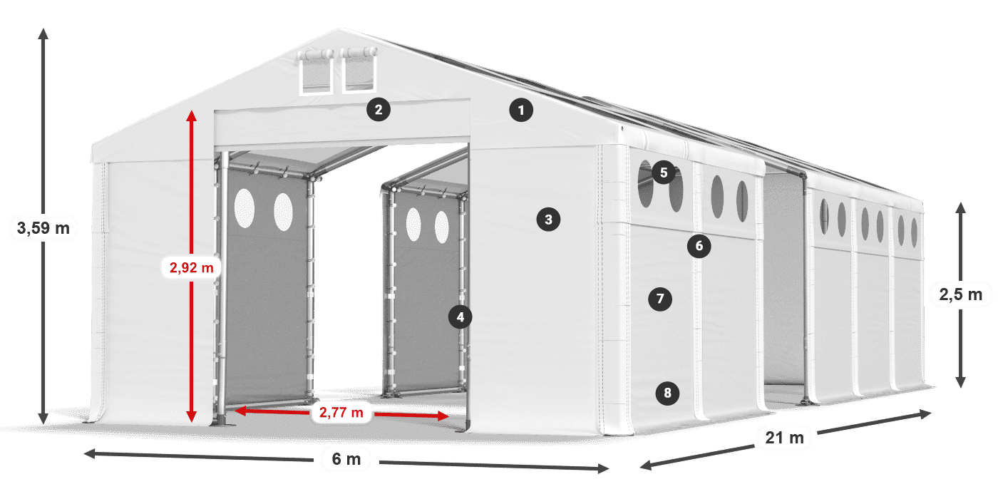 Roof: MS T 580 PVC Walls: MS O 580 PVC 2.5m legend