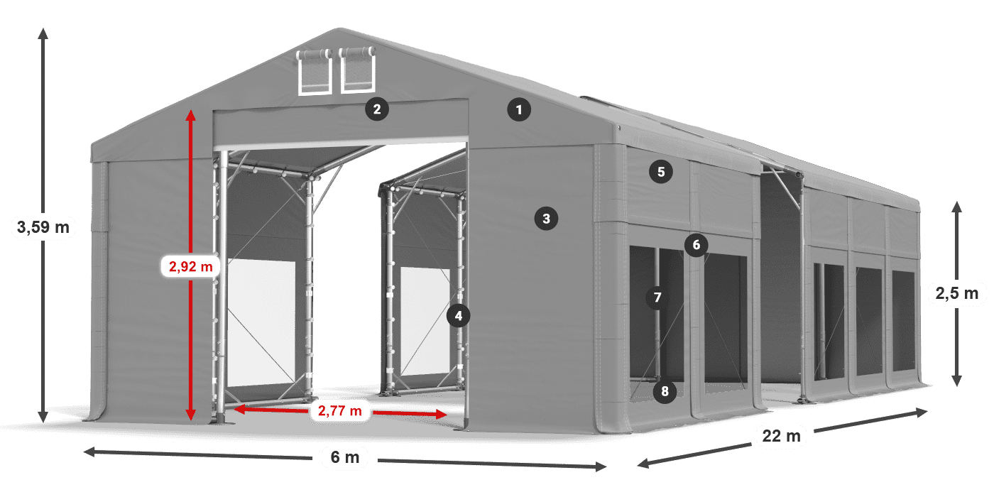 Roof: MS 580 PVC Walls: MS 580 PVC 2.5m legend