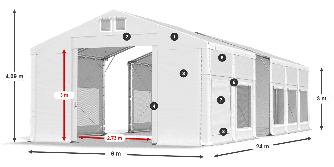 Roof: MS 580 PVC Walls: SD M 500 PVC 3m legend