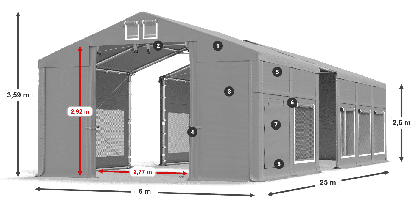 Roof: MS 580 PVC Walls: SD 500 PVC