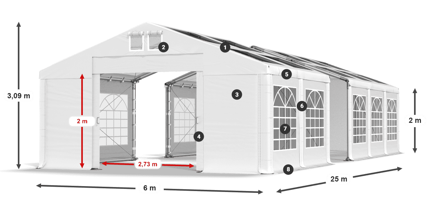 Roof: MS 580 PVC Walls: SD 500 PVC 2m legend