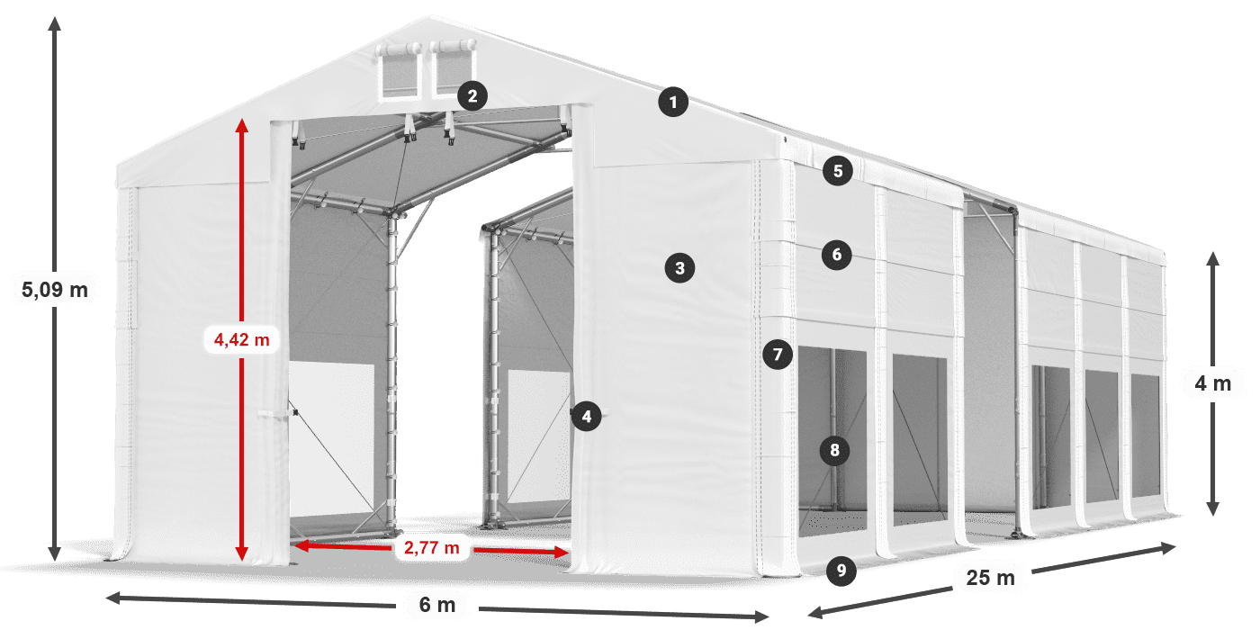 Roof: MS 580 PVC Walls: MS 580 PVC 4m legend