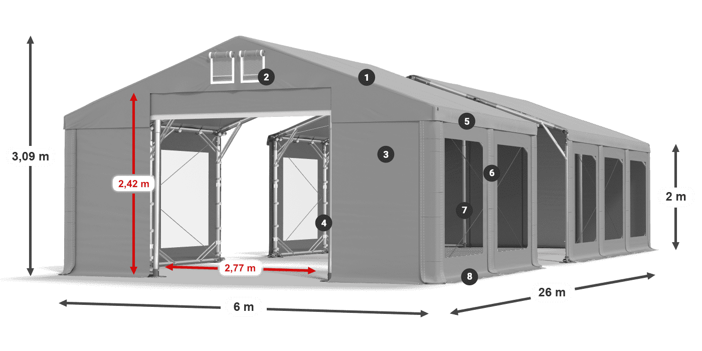 Roof: FR 620 PVC Walls: MS 580 PVC 2m legend