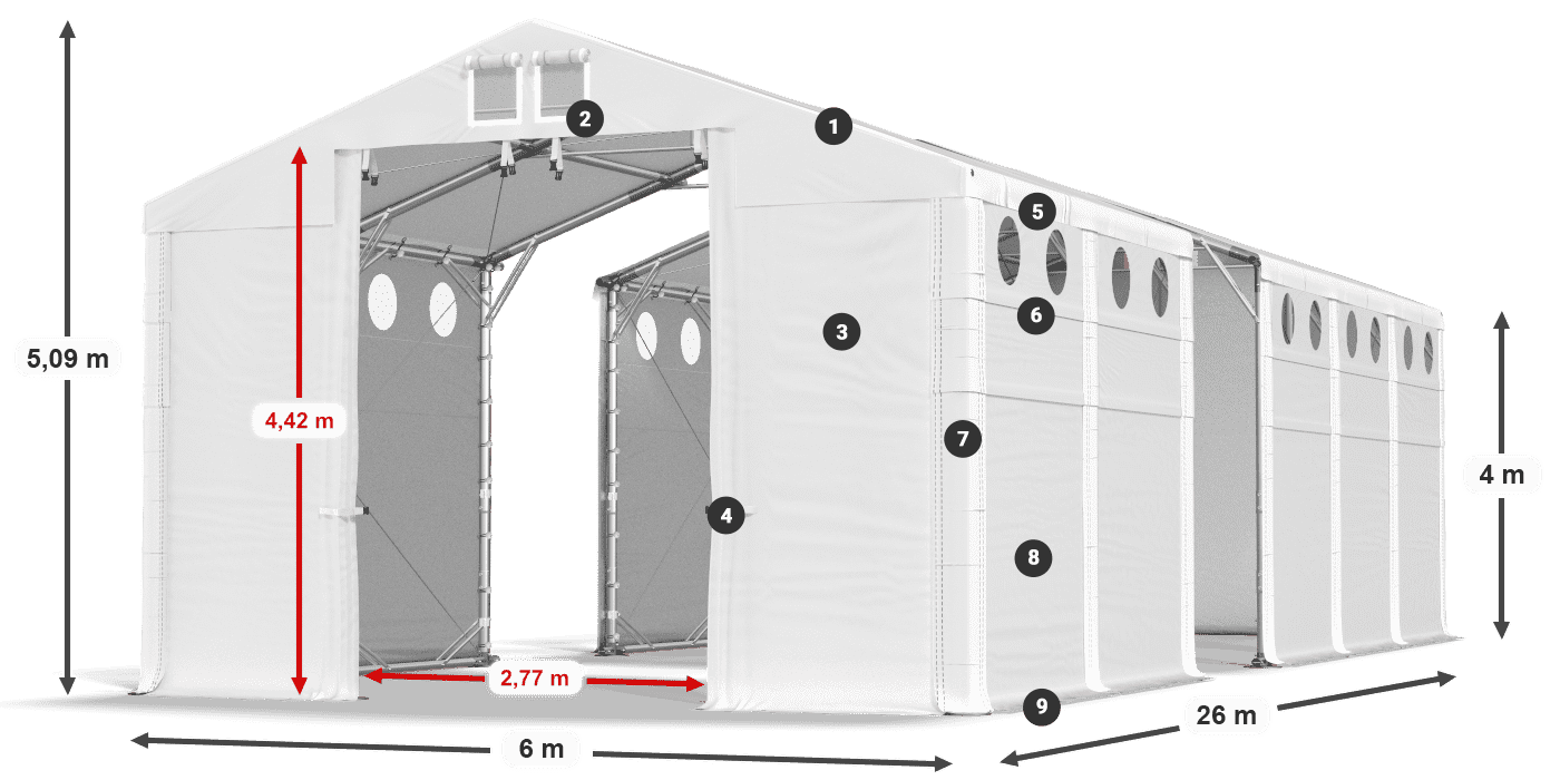 Roof: MS 580 PVC Walls: SD O 500 PVC 4m legend