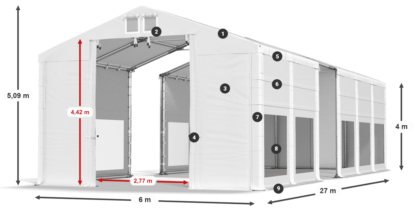 Roof: MS 580 PVC Walls: MS 580 PVC 4m legend