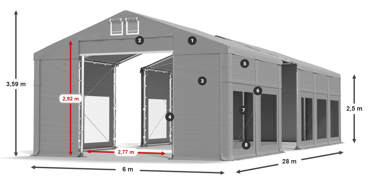 Roof: MS 580 PVC Walls: MS 580 PVC 2.5m legend