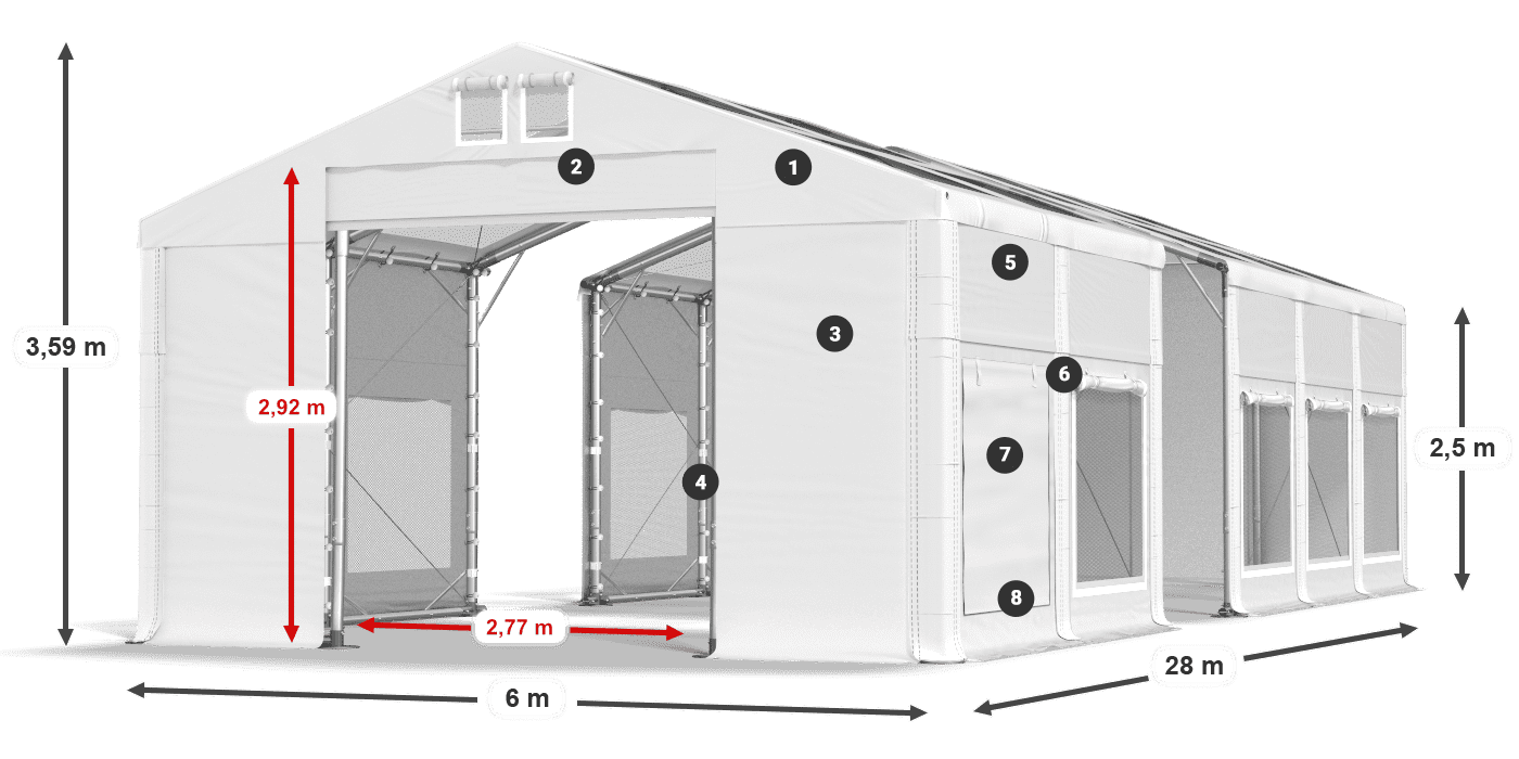 Roof: MS T 580 PVC Walls: SD M 500 PVC 2.5m legend