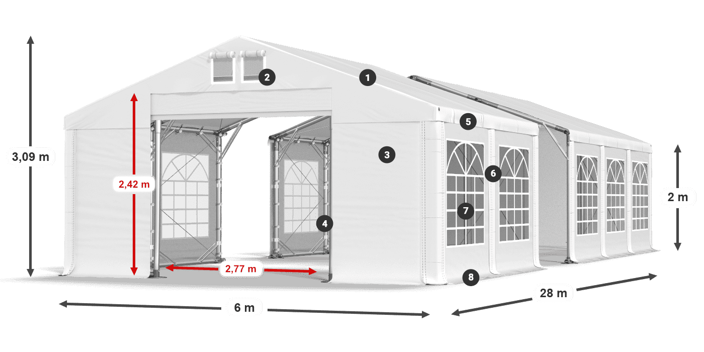 Roof: MS 580 PVC Walls: FR 620 PVC 2m legend