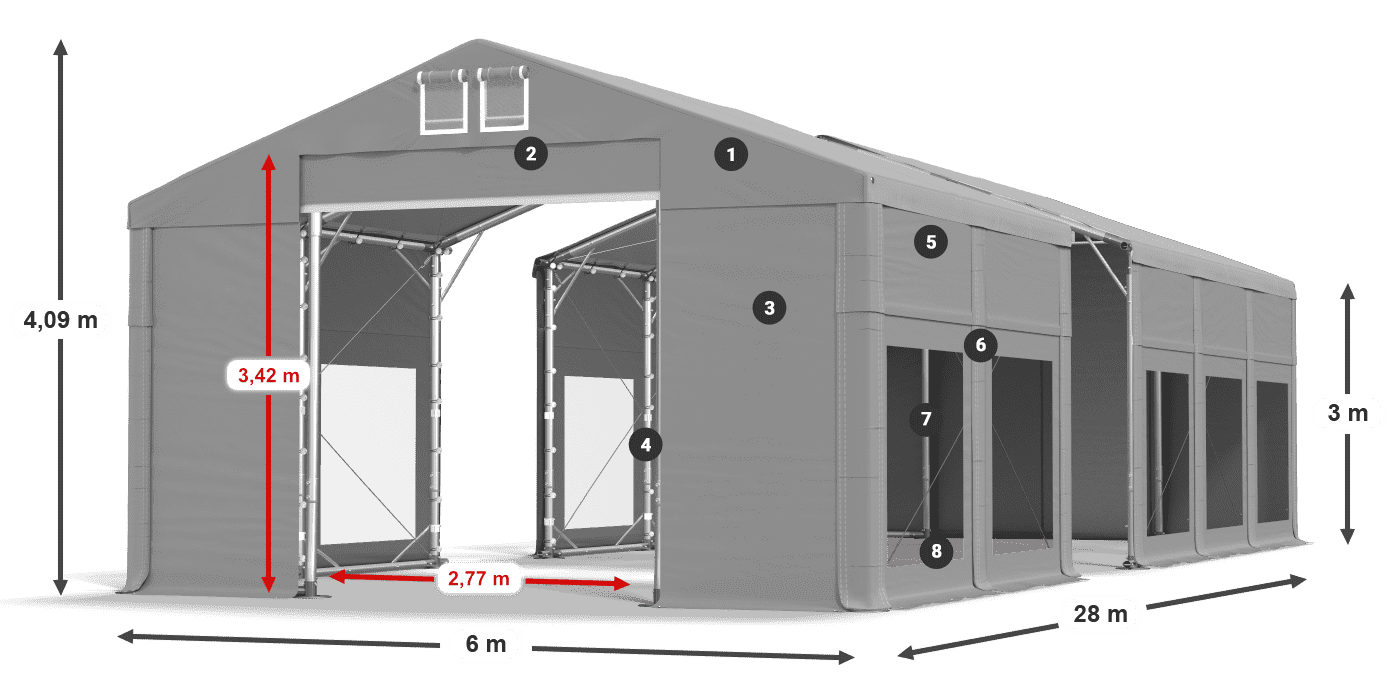 Roof: MS 580 PVC Walls: MS 580 PVC 3m legend
