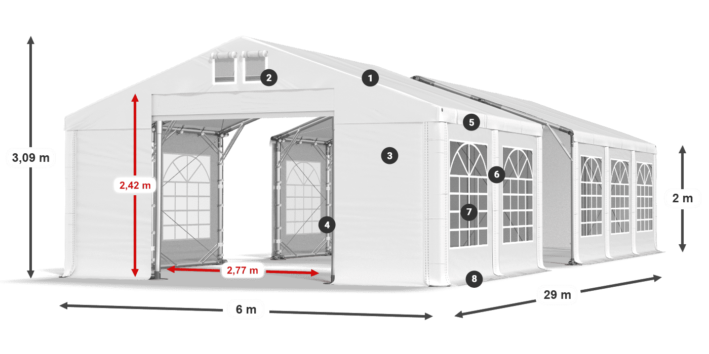 Roof: FR 620 PVC Walls: SD 500 PVC 2m legend