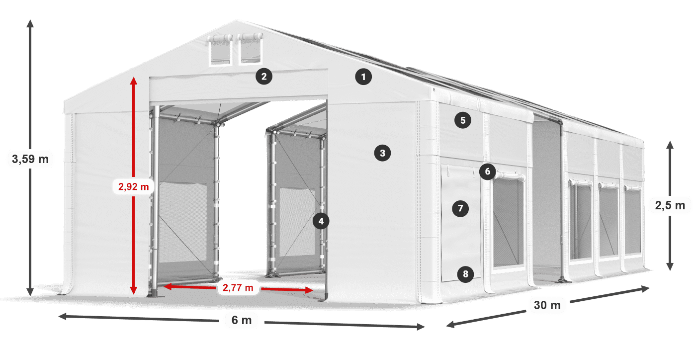 Roof: MS T 580 PVC Walls: SD M 500 PVC 2.5m legend
