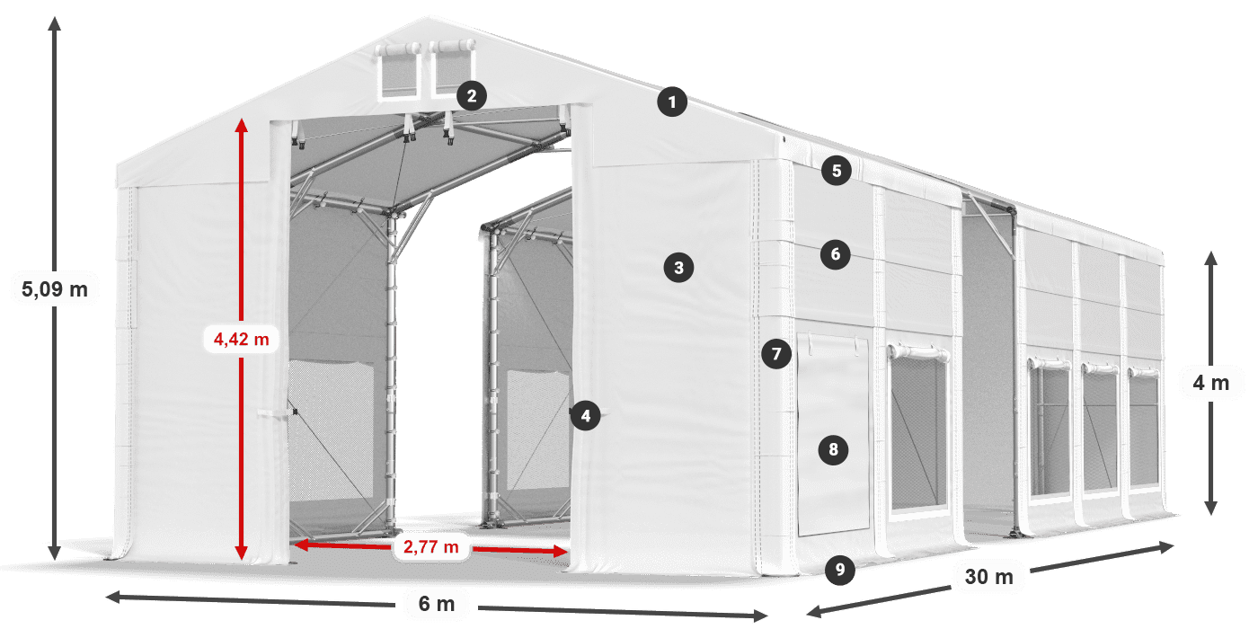 Roof: MS 580 PVC Walls: SD M 500 PVC 4m legend