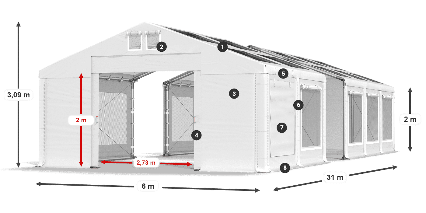 Roof: MS T 580 PVC Walls: SDM 500 PVC 2m legend
