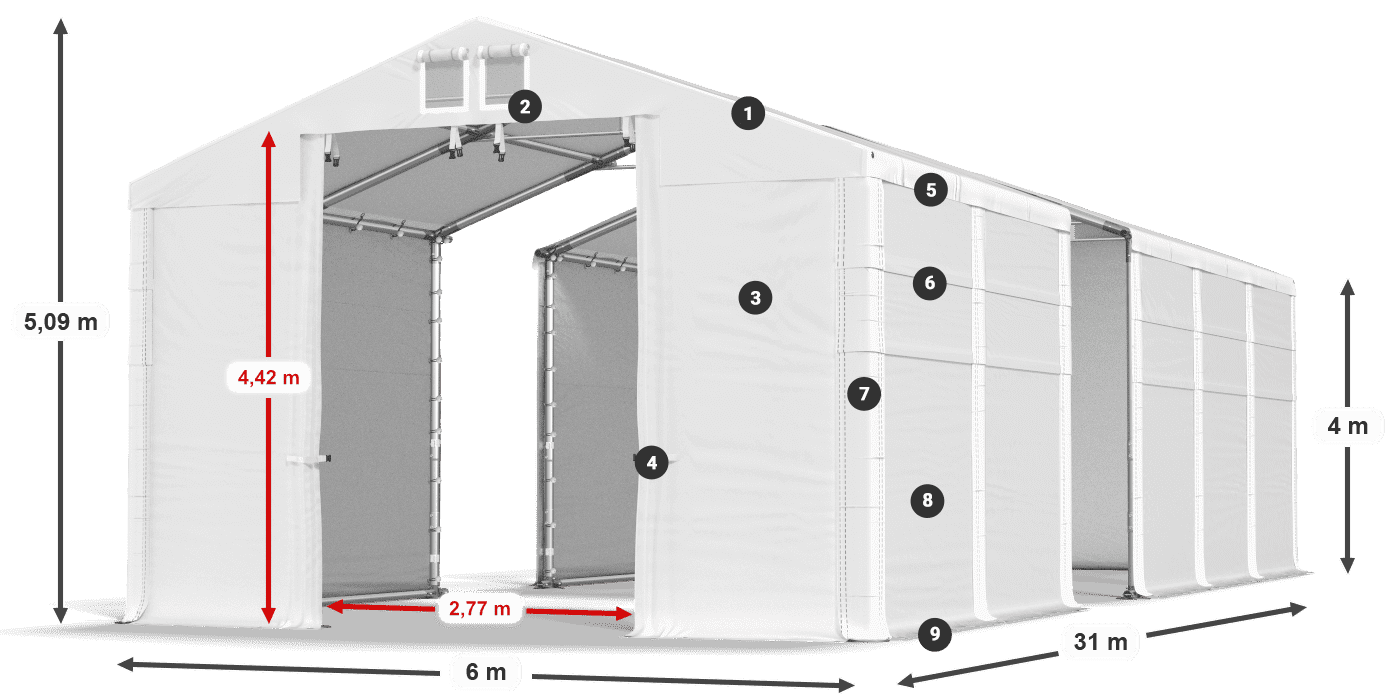 Roof: FR 620 PVC Walls: MS 580 PVC