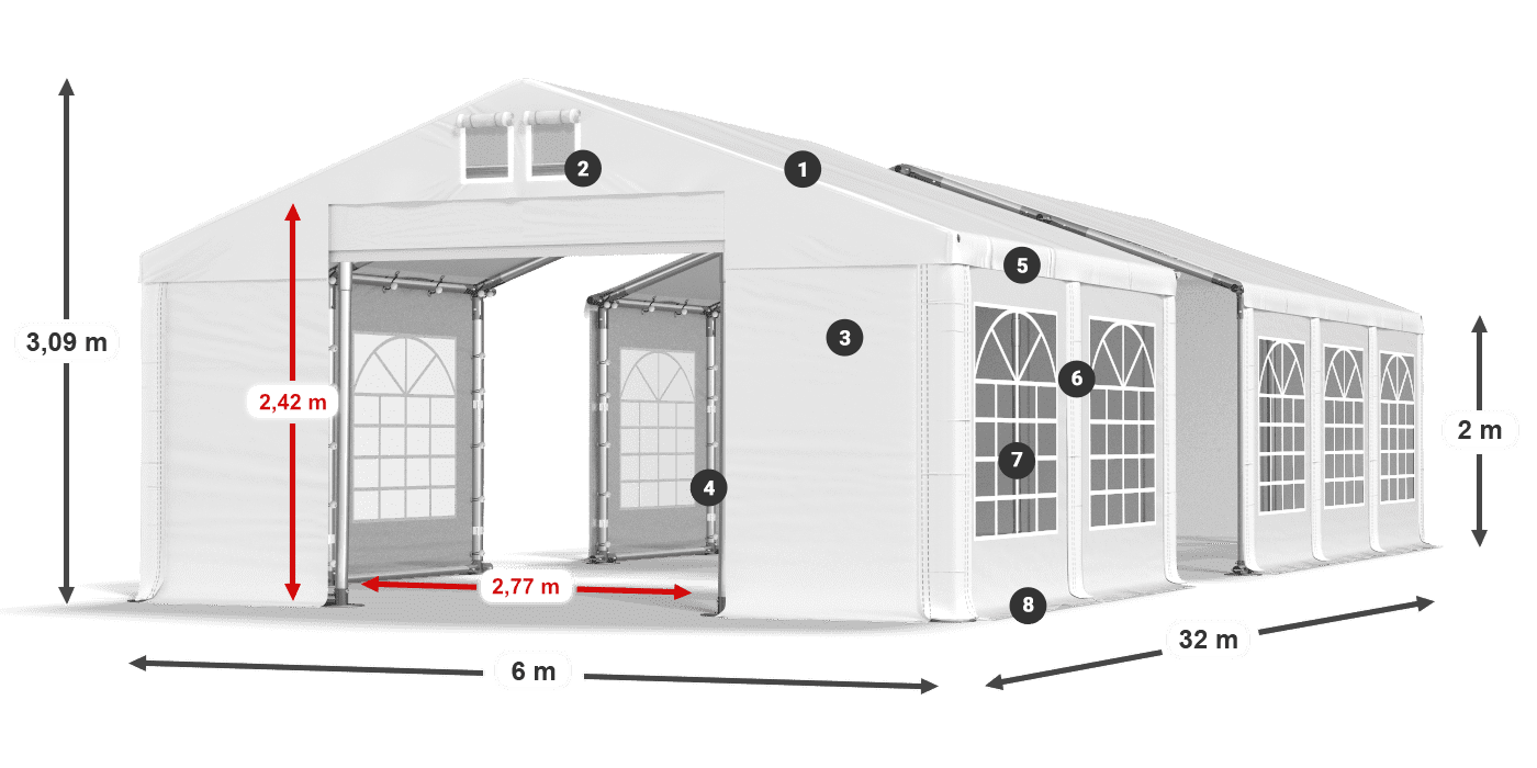Roof: FR 620 PVC Walls: SD 500 PVC 2m legend