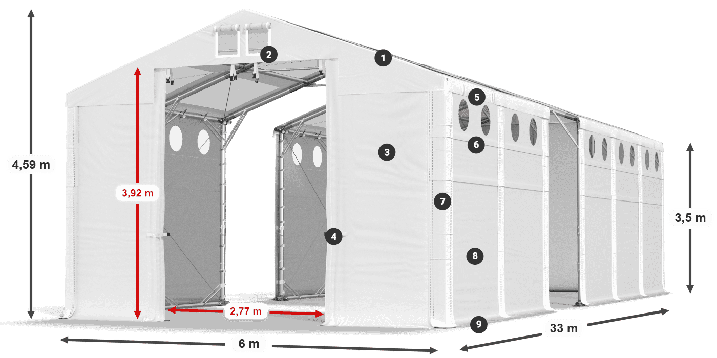 Roof: MS 580 PVC Walls: MS 580 PVC