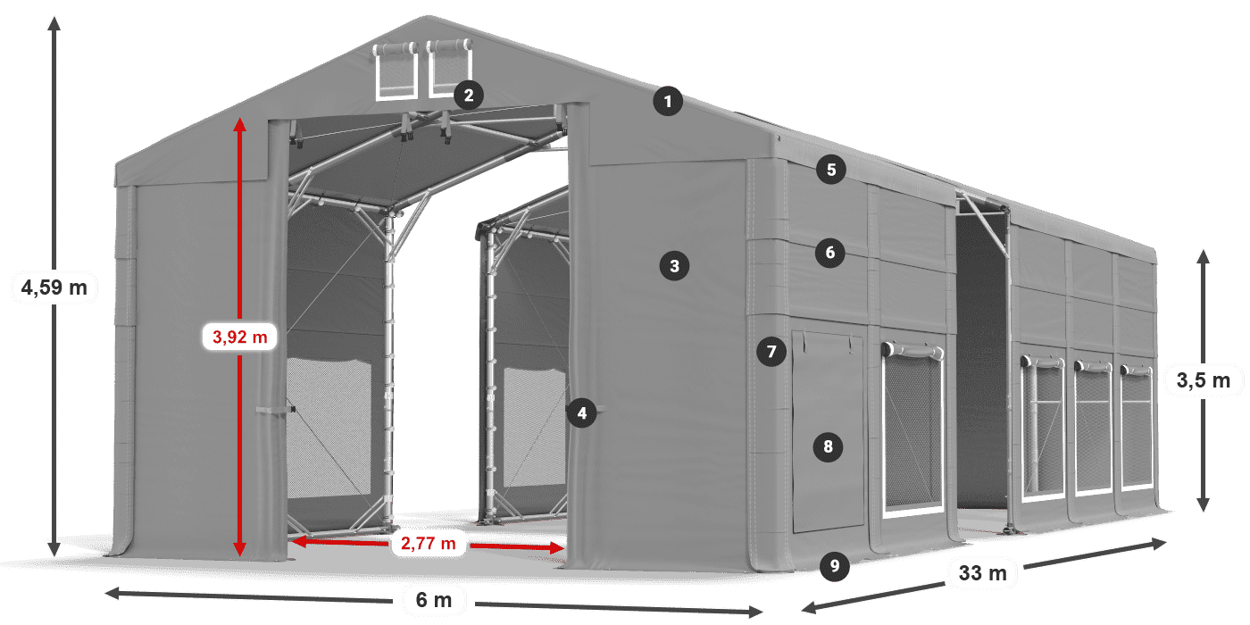 Roof: MS 580 PVC Walls: SD 500 PVC