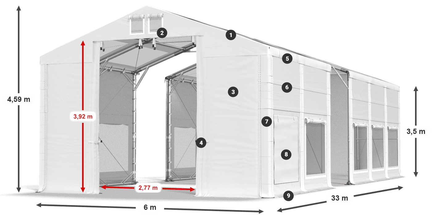 Roof: MS 580 PVC Walls: SD 500 PVC