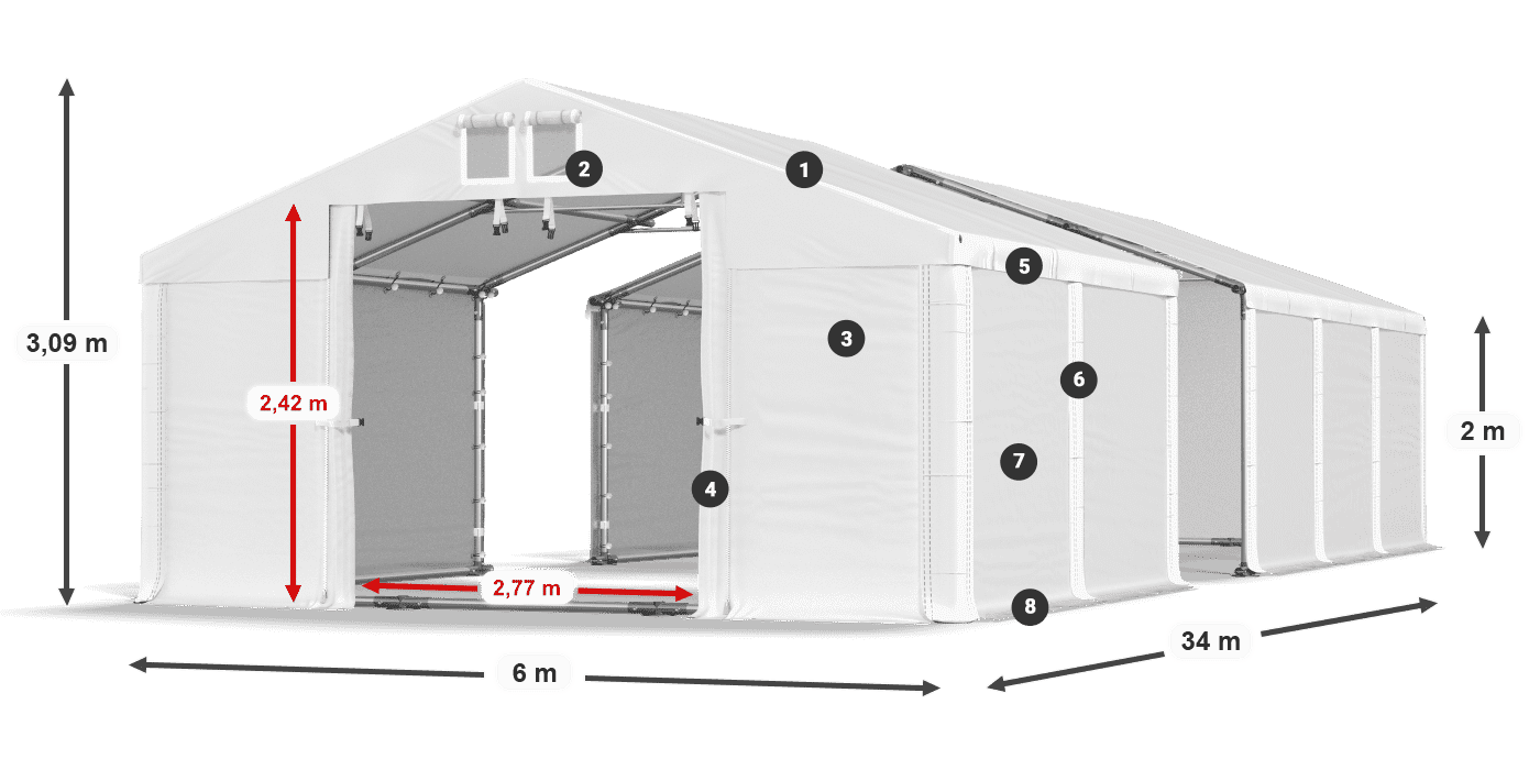 Roof: FR 620 PVC Walls: SD 500 PVC 2m legend