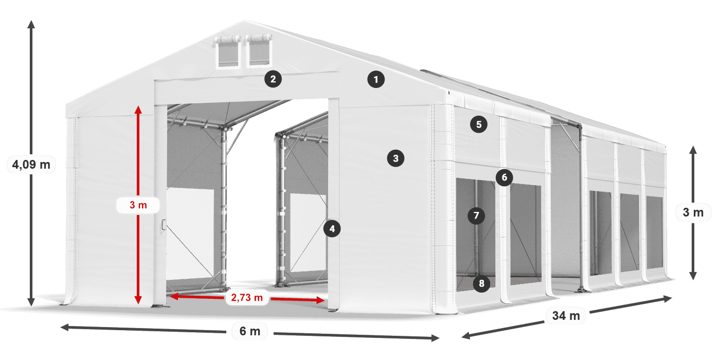 Roof: MS 580 PVC Walls: MS 580 PVC 3m legend
