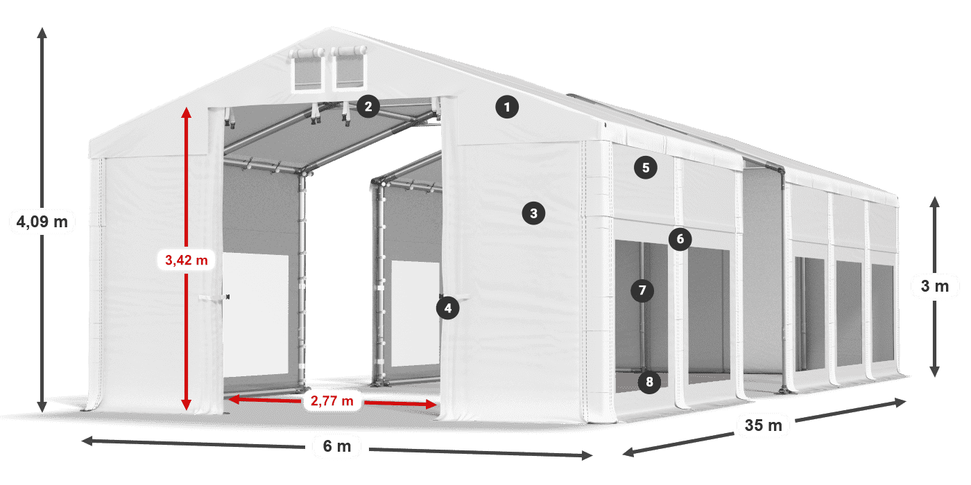 Roof: FR 620 PVC Walls: MS 580 PVC 3m legend