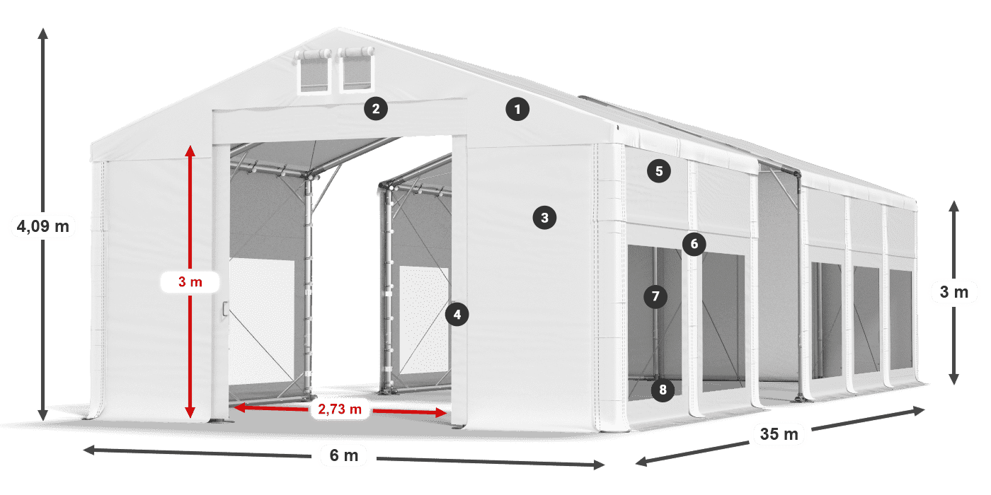 Roof: MS 580 PVC Walls: MS 580 PVC 3m legend