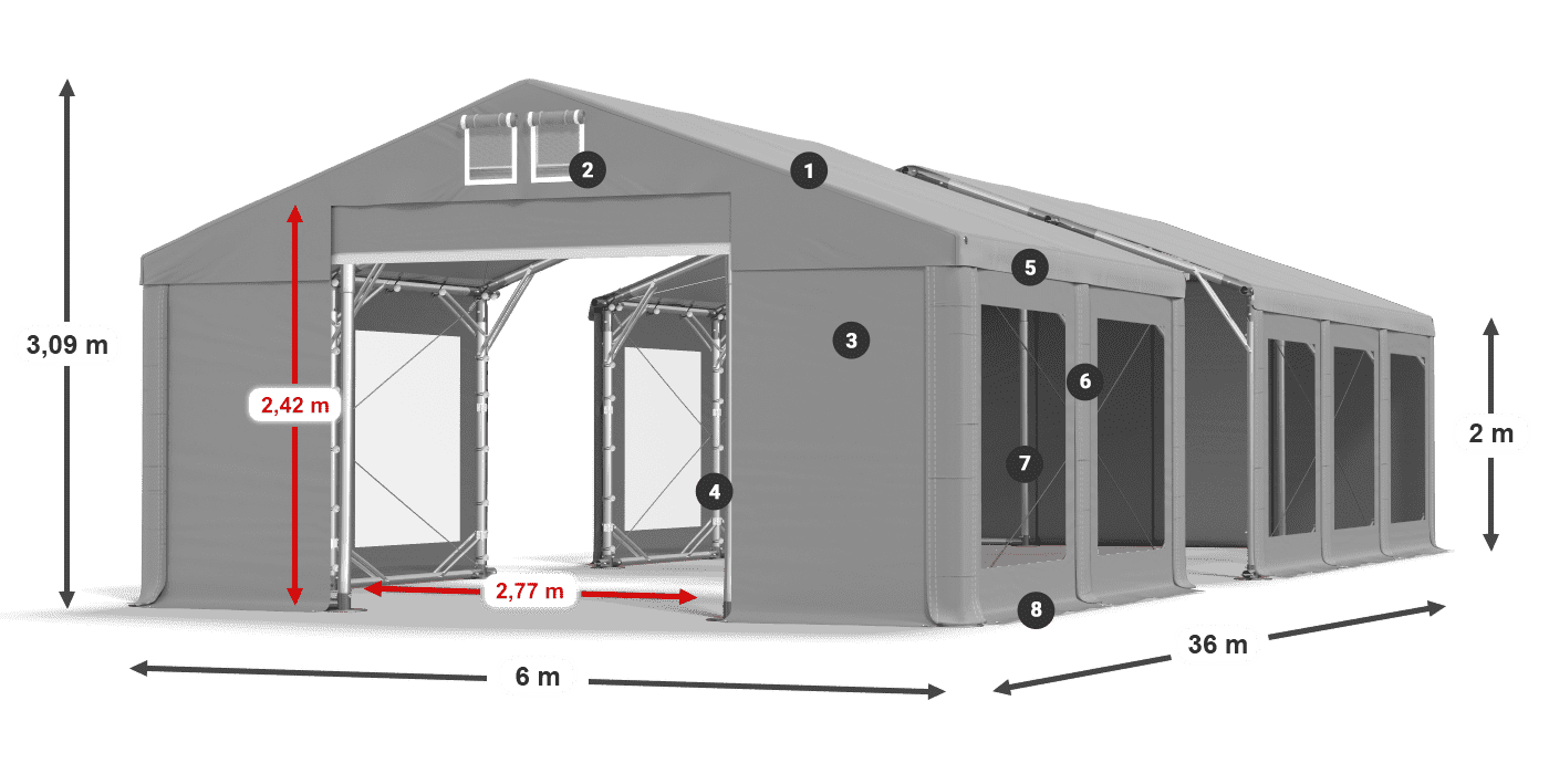 Roof: MS 580 PVC Walls: MS 580 PVC 2m legend