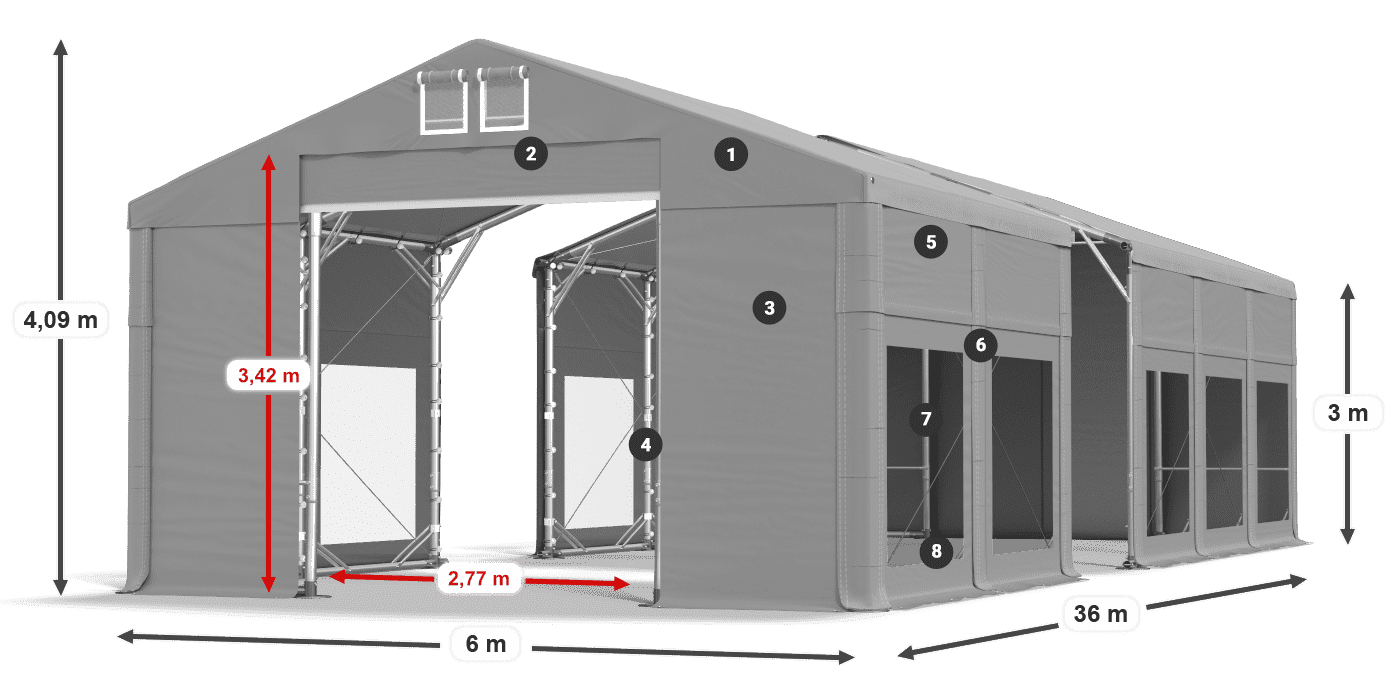 Roof: MS 580 PVC Walls: MS 580 PVC 3m legend