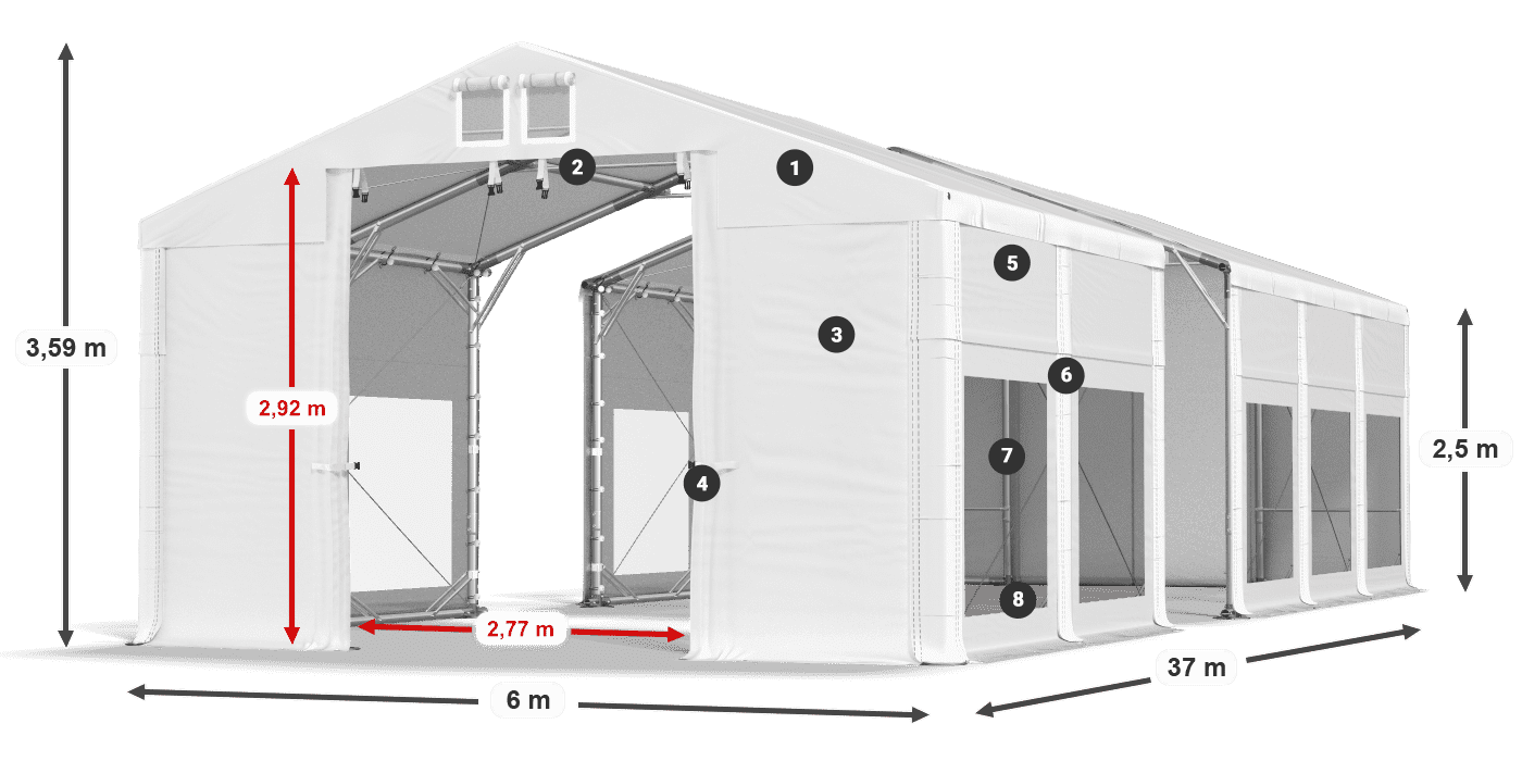 Roof: FR 620 PVC Walls: MS 580 PVC 2.5m legend