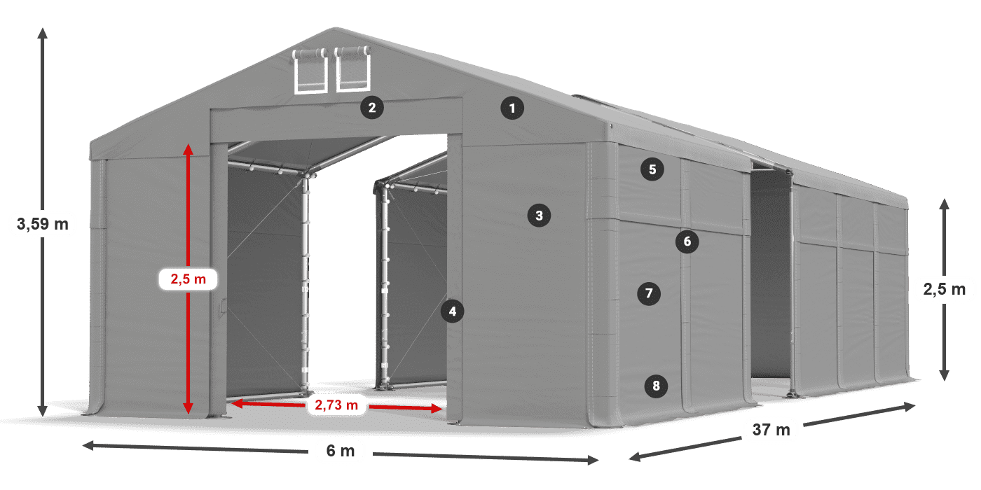 Roof: MS 580 PVC Walls: FR 620 PVC