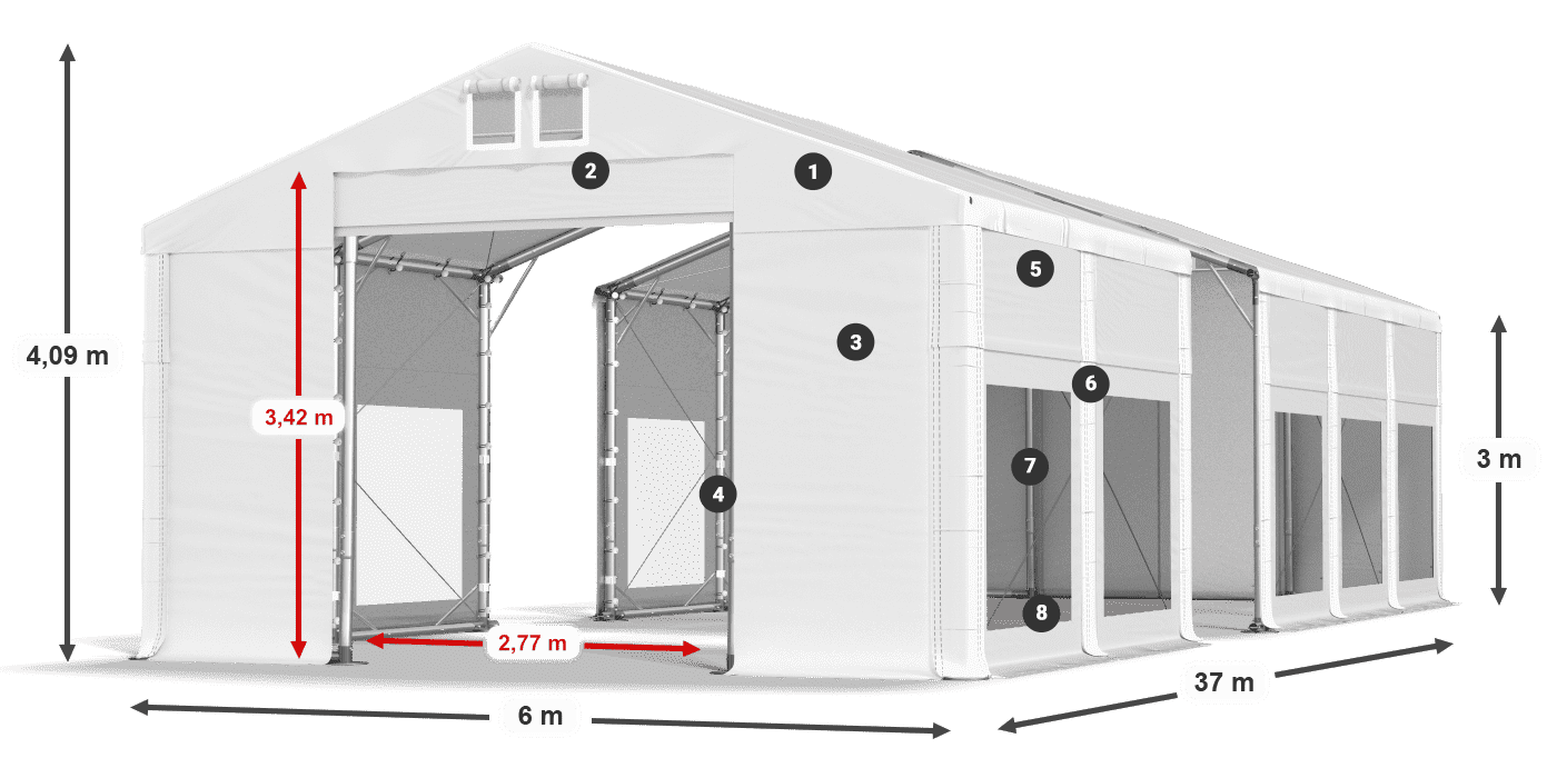 Roof: FR 620 PVC Walls: MS 580 PVC 3m legend