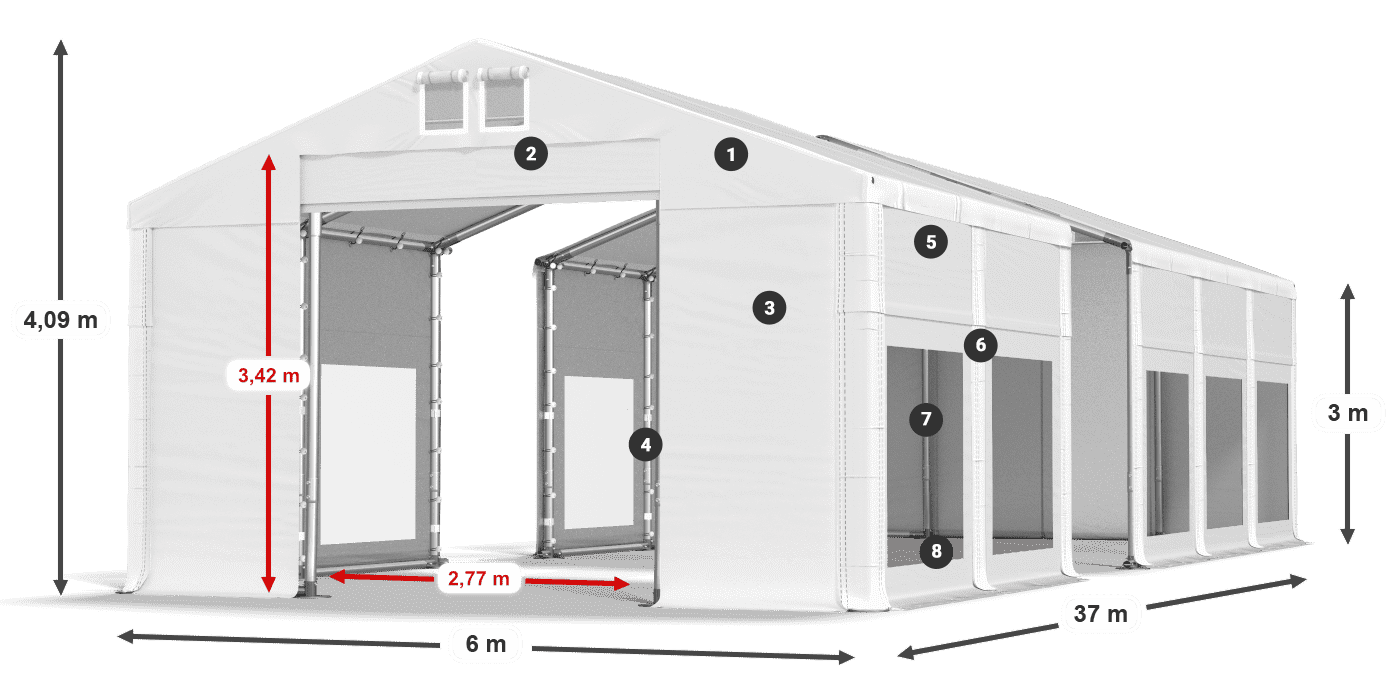 Roof: MS 580 PVC Walls: MS 580 PVC 3m legend