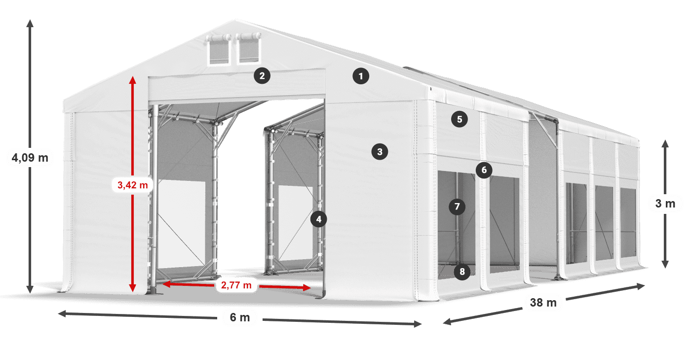 Roof: MS 580 PVC Walls: MS 580 PVC 3m legend