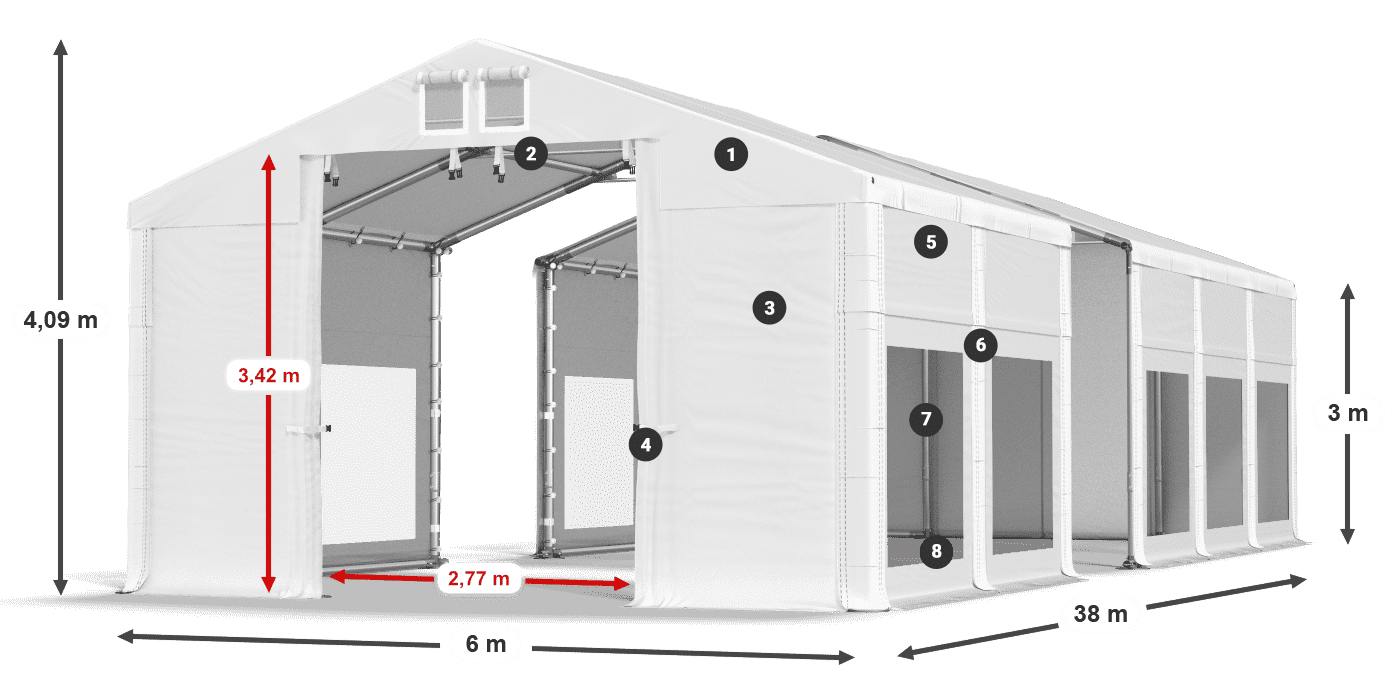 Roof: MS 580 PVC Walls: MS 580 PVC 3m legend