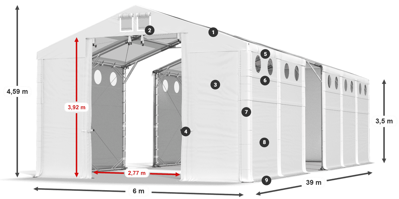Roof: MS T 580 PVC Walls: MS O 580 PVC 3.5m legend