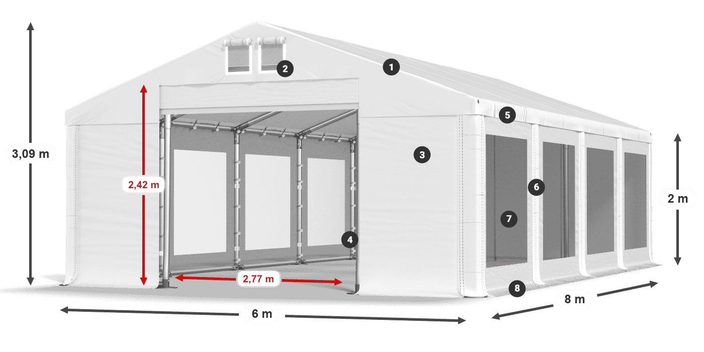 Roof: MS 580 PVC Walls: MS 580 PVC 2m legend